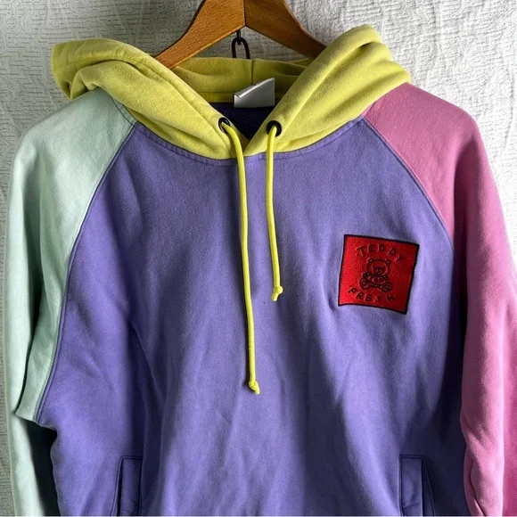 Teddy Fresh Hoodie Sweatshirt Pullover Colorblock Pastel Purple